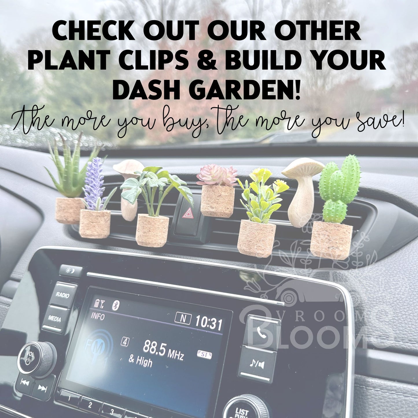 Short Leafy Plant Vent Clip Car Air Freshener Diffuser | Reusable & Handmade in the USA