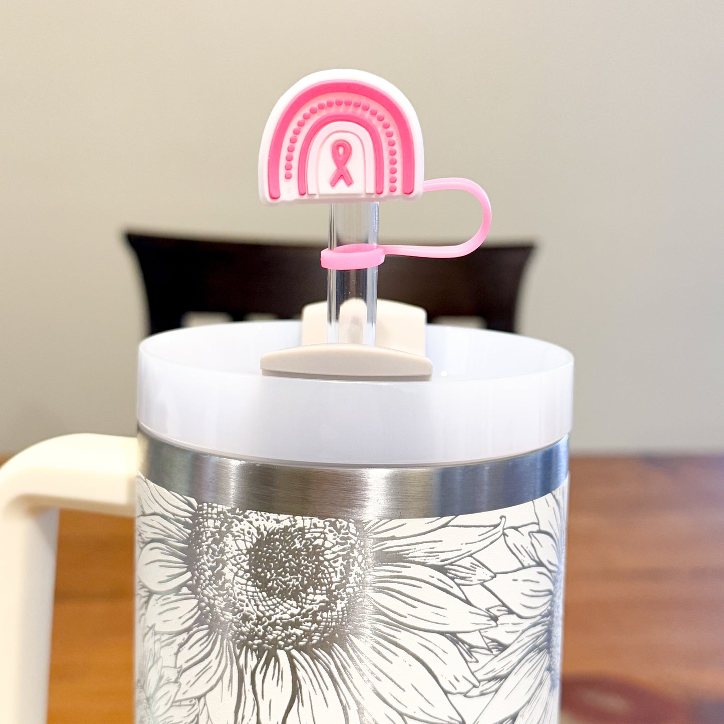 Breast Cancer Awareness Themed Straw Toppers for Tumblers | Fits 10mm Straws