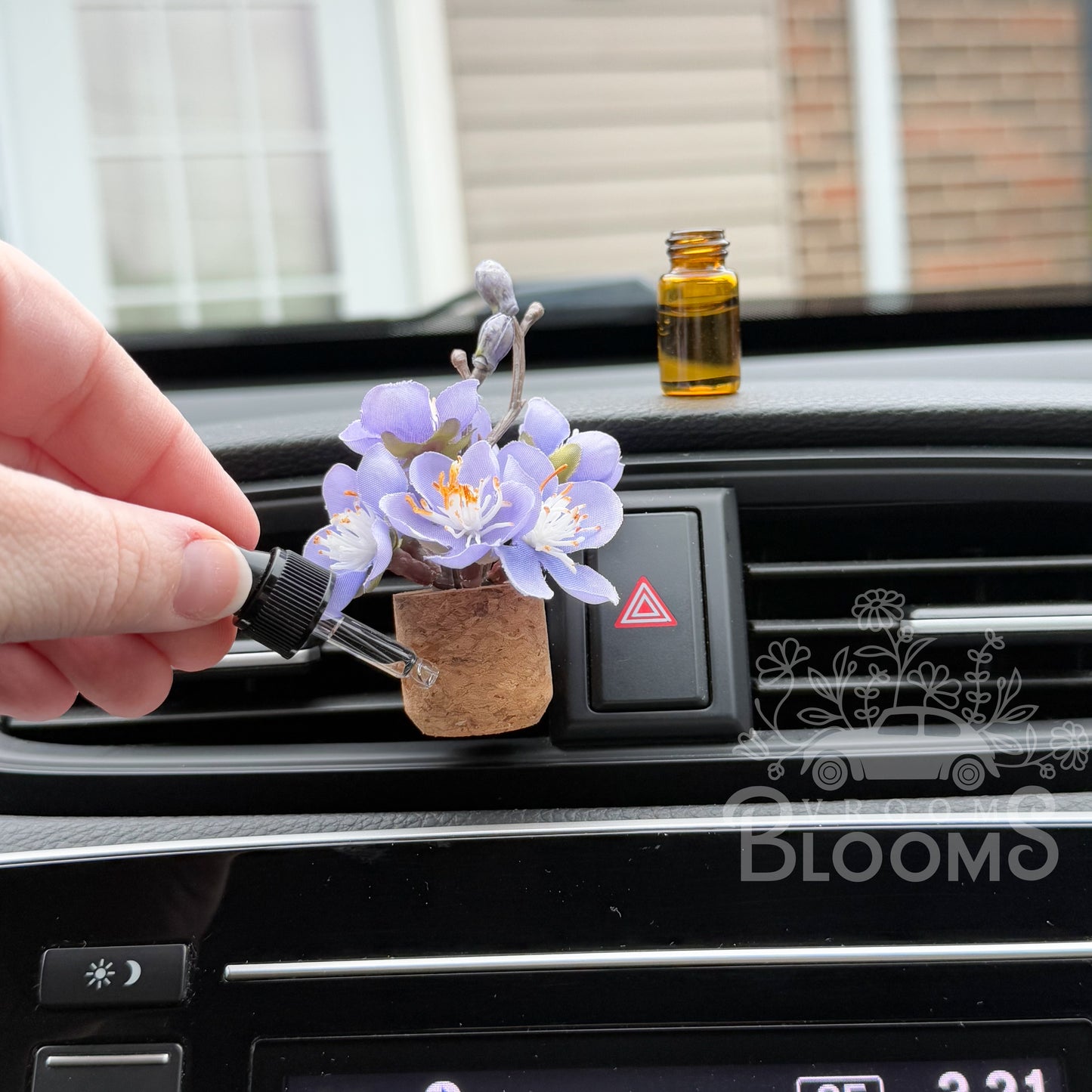 Purple Cherry Blossom Plant Vent Clip Car Air Freshener Diffuser | Reusable & Handmade in the USA
