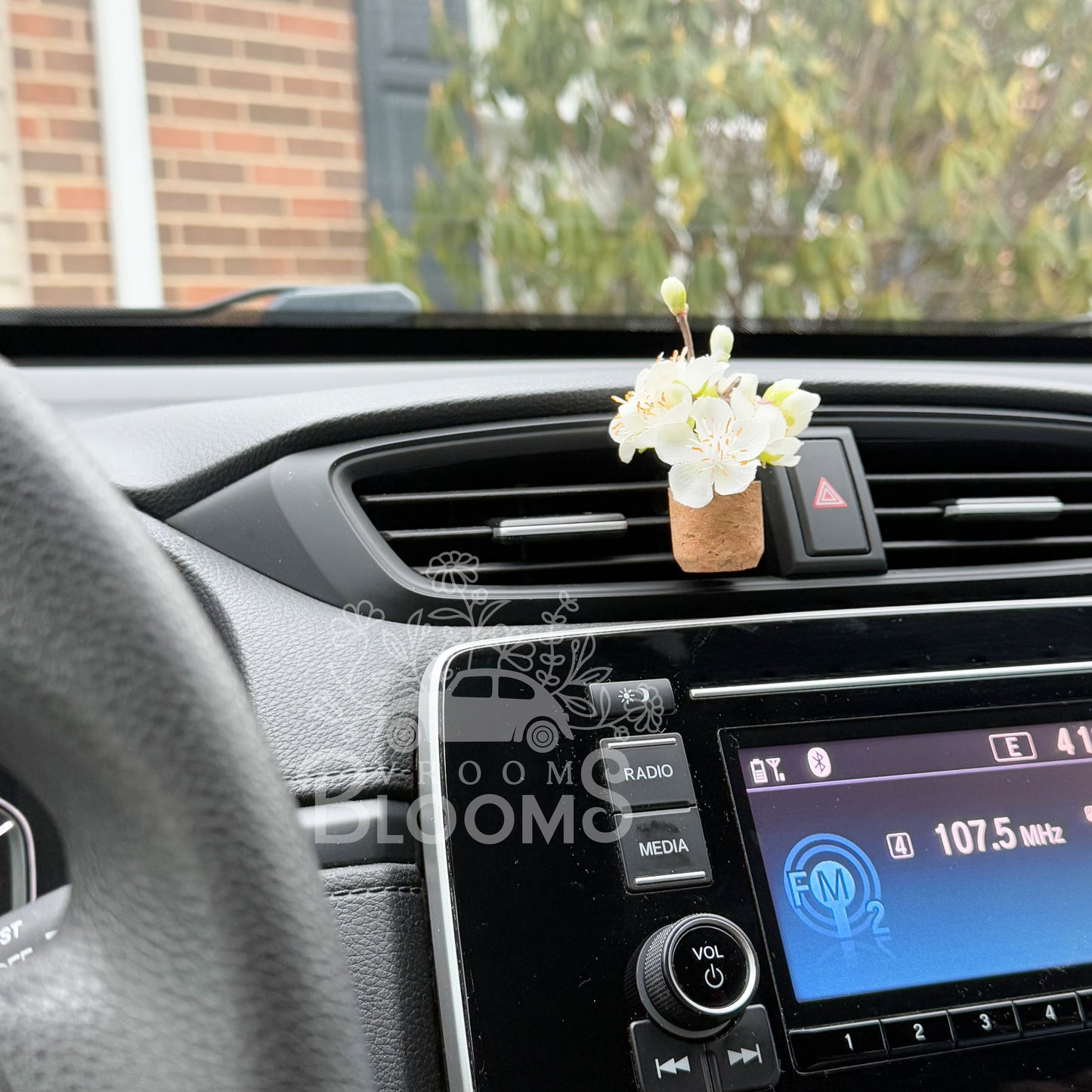 White Cherry Blossom Flower Vent Clip Car Air Freshener Diffuser | Reusable & Handmade in the USA