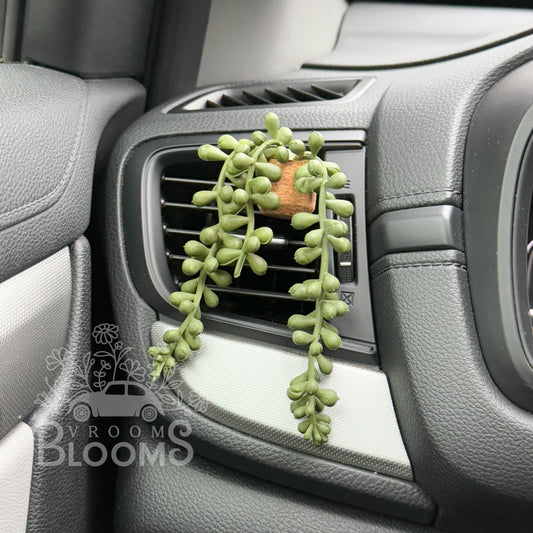 Hanging Pearl Succulent Plant Vent Clip Car Air Freshener Diffuser | Reusable & Handmade in the USA