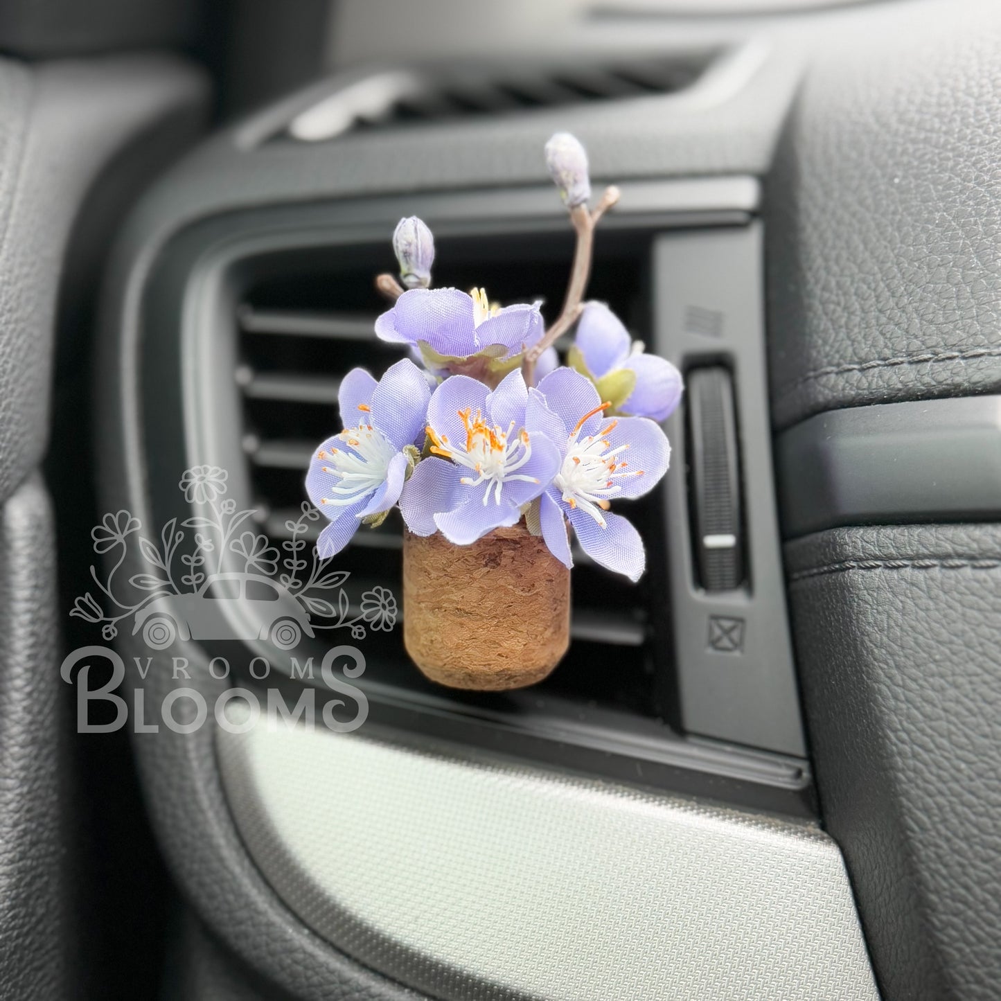 Purple Cherry Blossom Plant Vent Clip Car Air Freshener Diffuser | Reusable & Handmade in the USA
