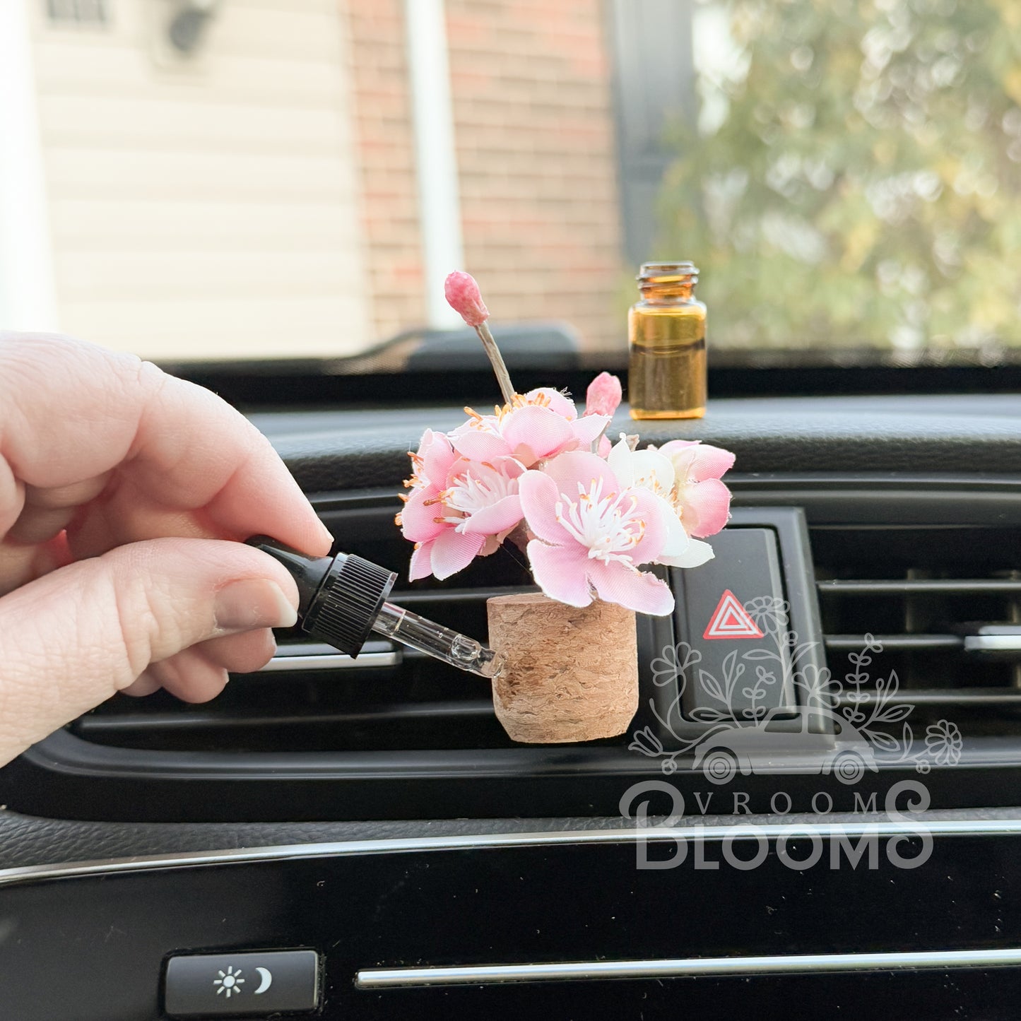 Light Pink Cherry Blossom Plant Vent Clip Car Air Freshener Diffuser | Reusable & Handmade in the USA