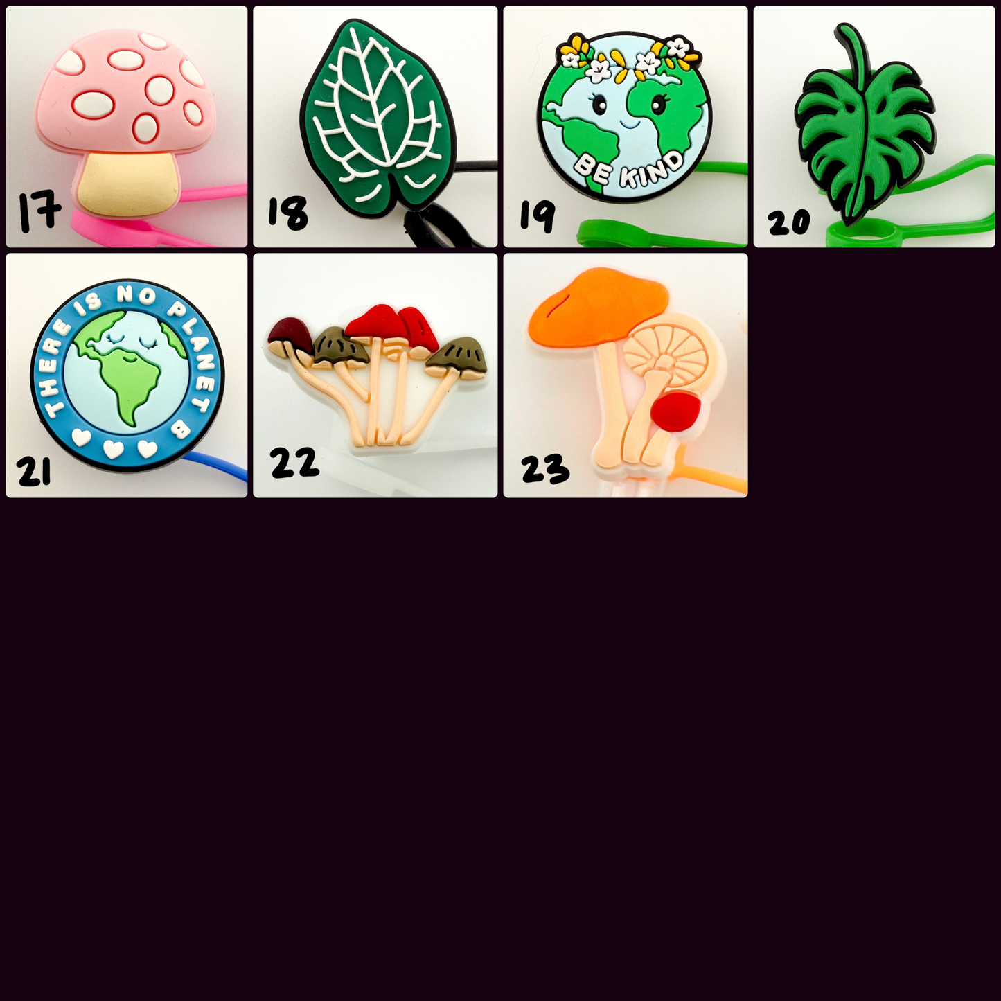 Plant & Mushroom Themed Straw Toppers for Tumblers | Fits 10mm Straws
