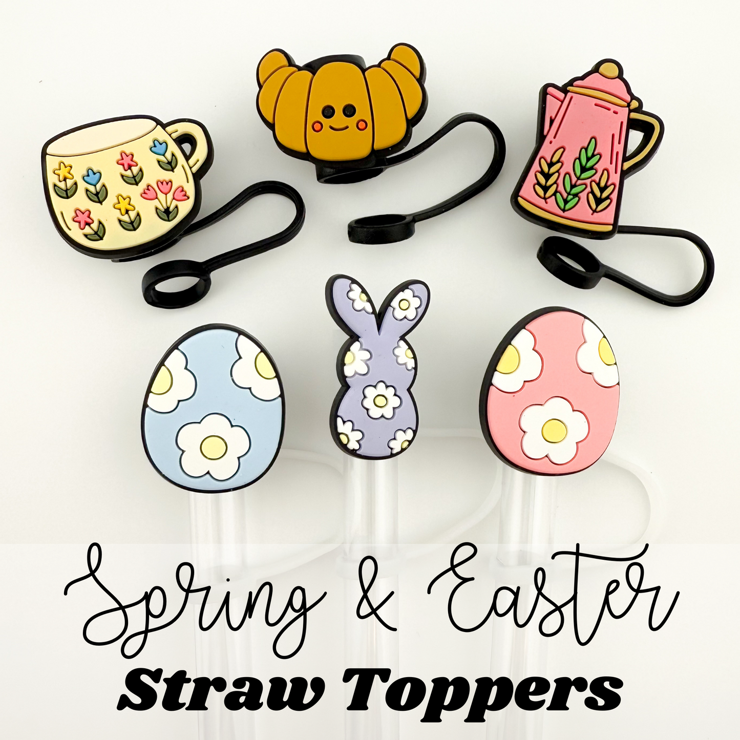 Spring & Easter Themed Straw Toppers for Tumblers | Fits 10mm Straws