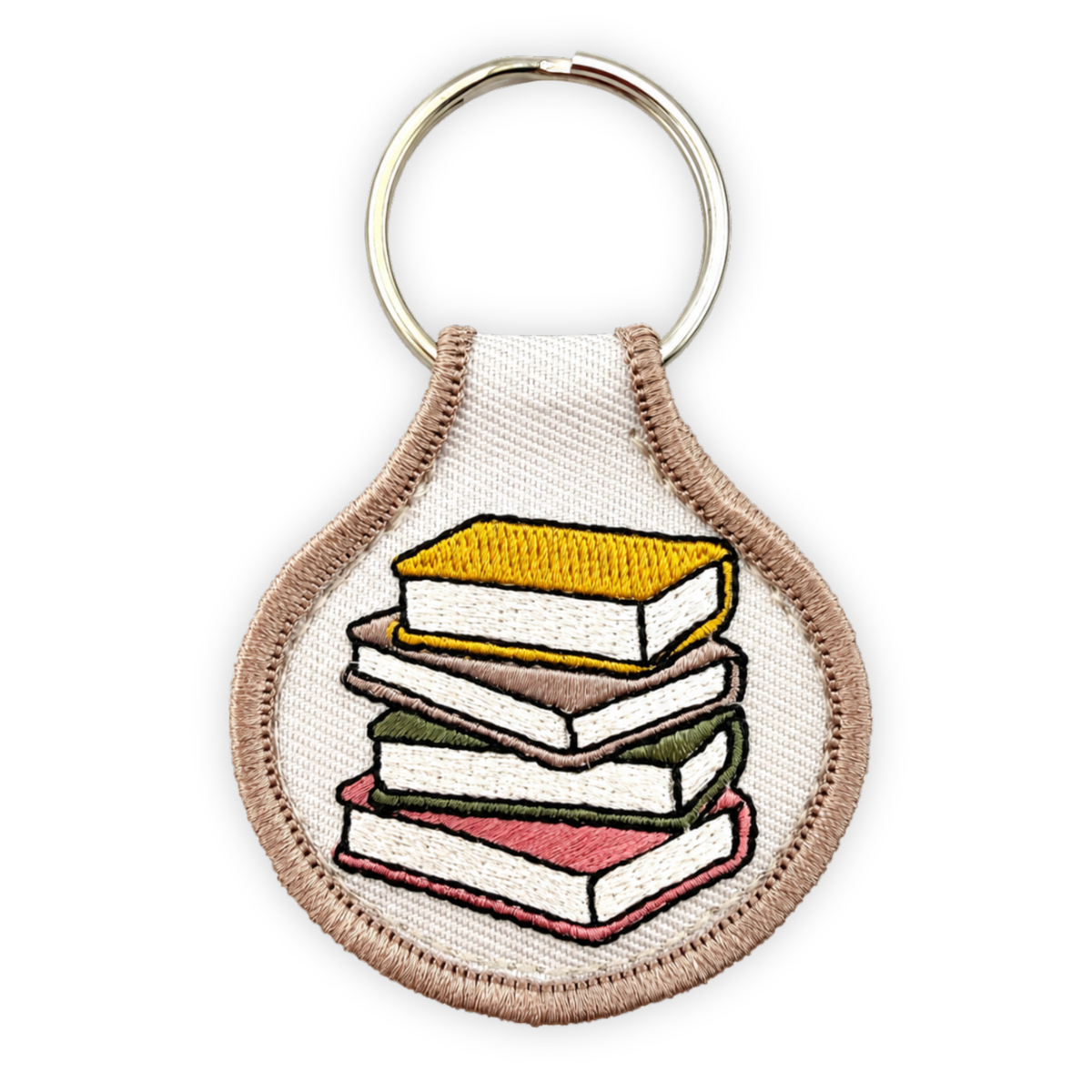 Embroidered Patch Keychain - Bookish Book Stack