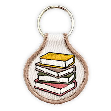 Embroidered Patch Keychain - Bookish Book Stack