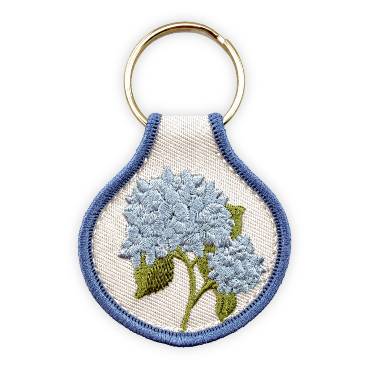 Embroidered Patch Keychain - Blue Hydrangea
