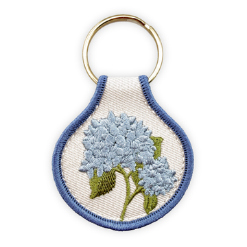 Embroidered Patch Keychain - Blue Hydrangea