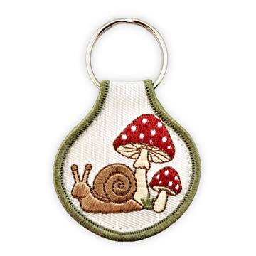 Embroidered Patch Keychain - Snail and Mushroom