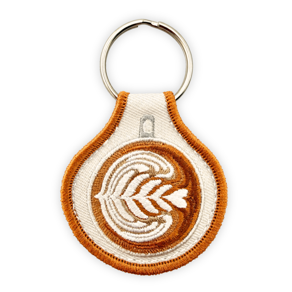 Embroidered Patch Keychain - Latte Coffee Mug
