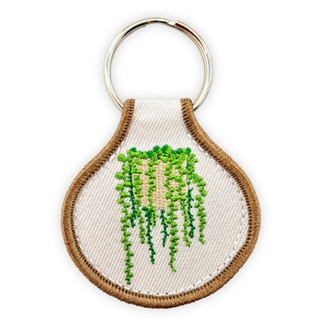 Embroidered Patch Keychain - String of Pearls Plant