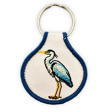Embroidered Patch Keychain - Blue Heron