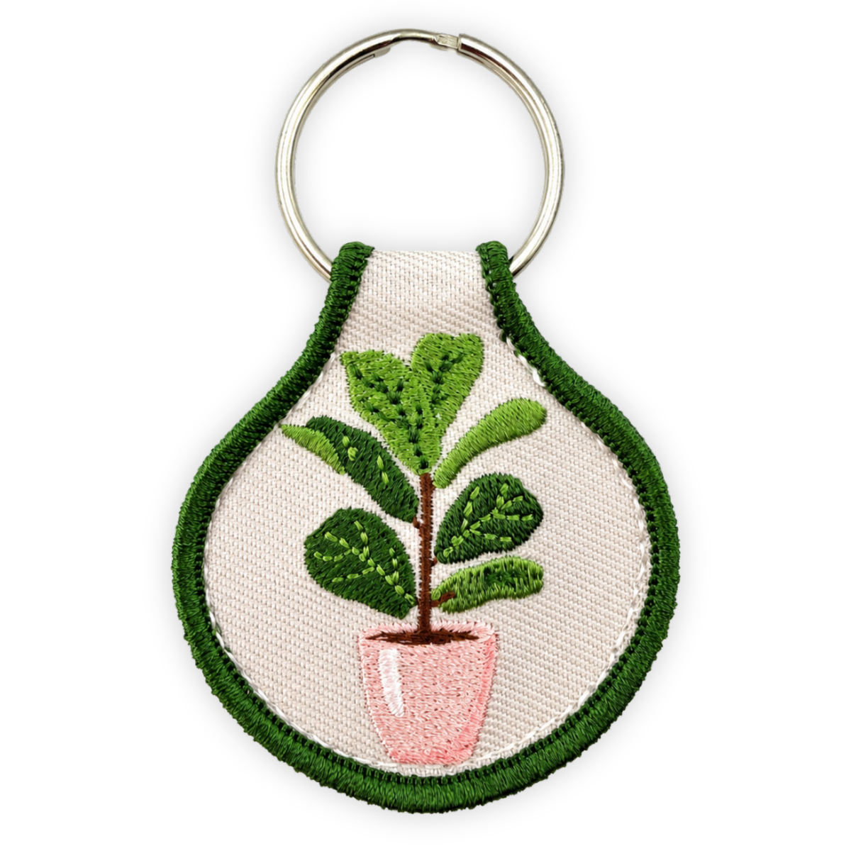 Embroidered Patch Keychain - Fiddle Leaf Fig Plant