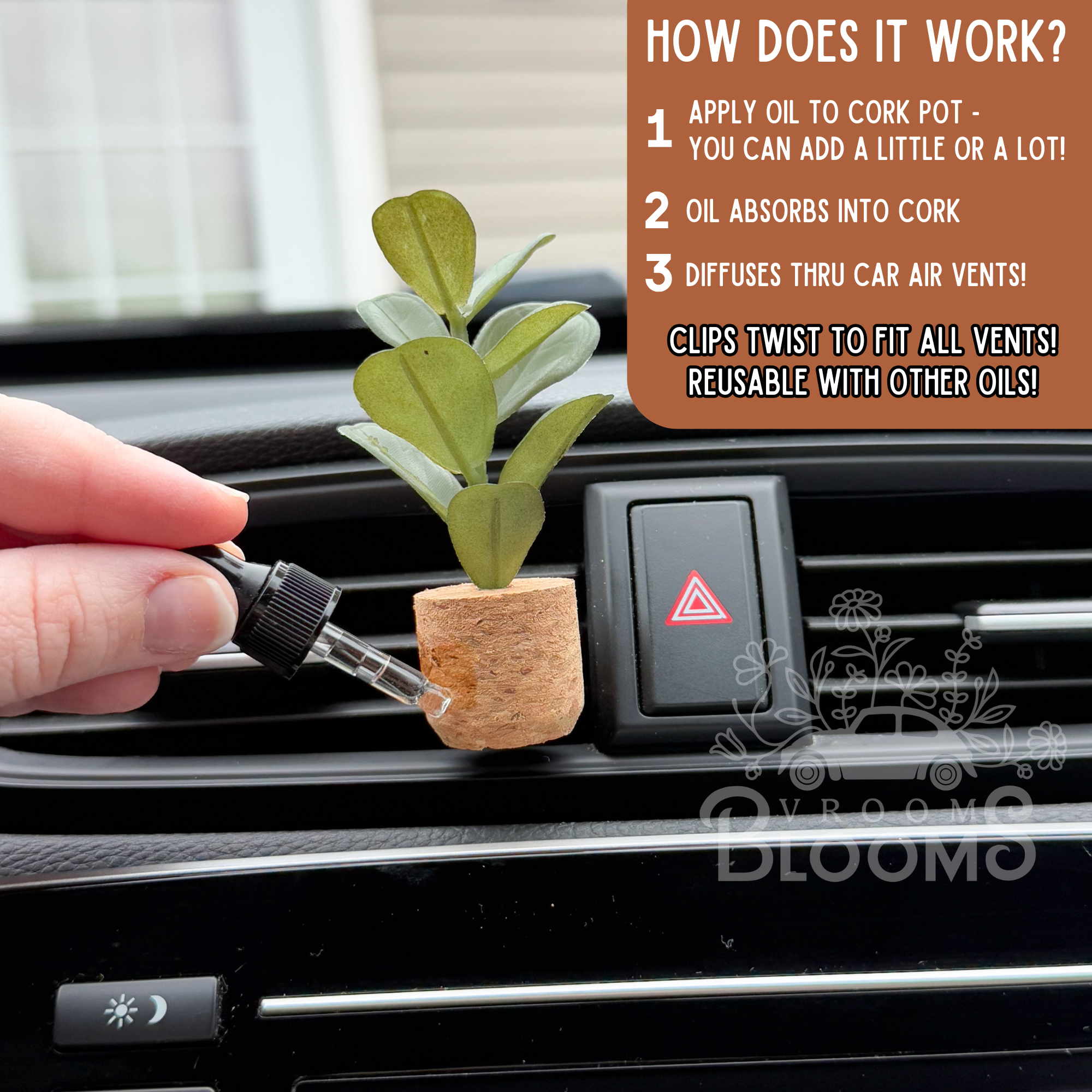 Light Pink Poppies Vent Clip Car Air Freshener Diffuser | Reusable & Handmade in the USA