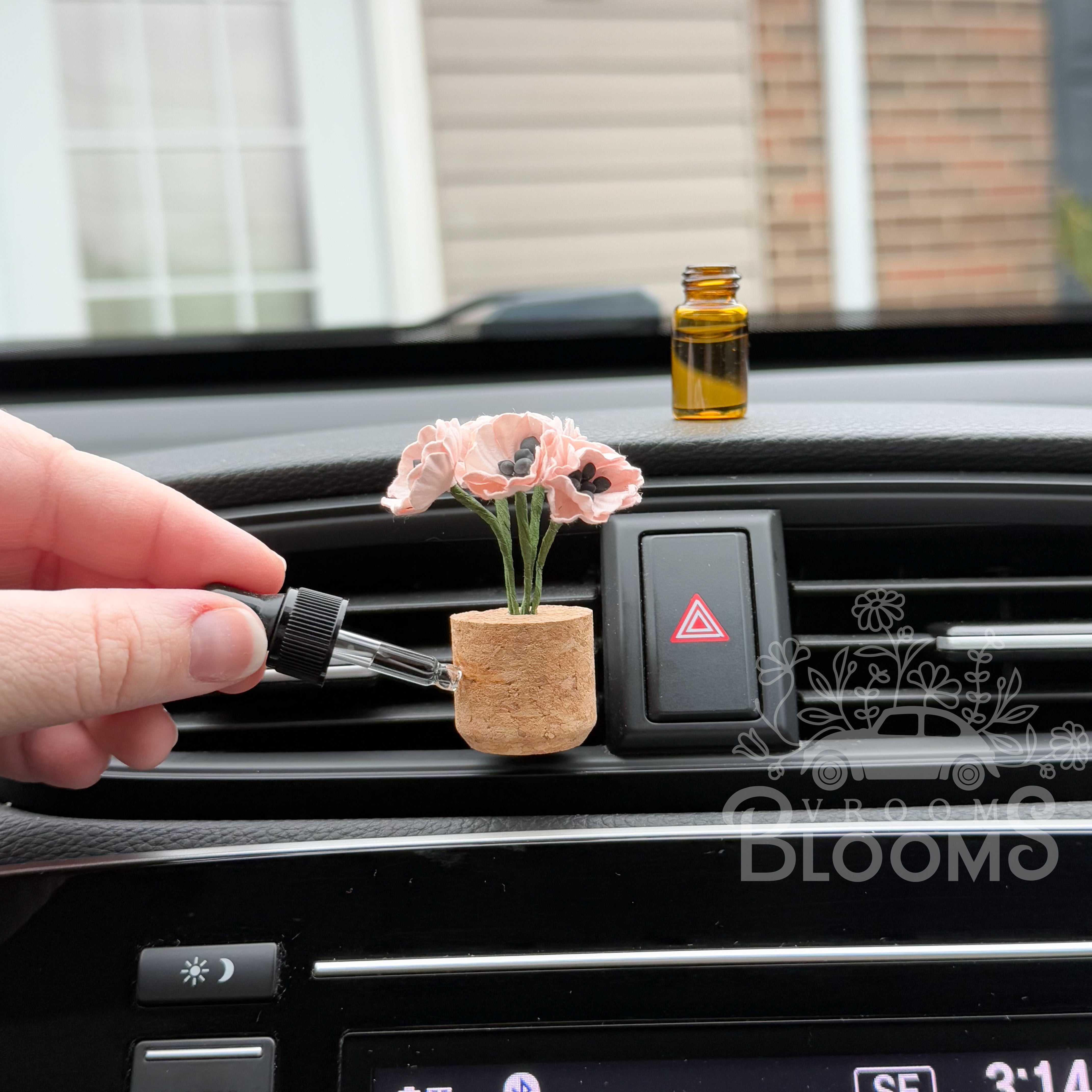 Light Pink Poppies Vent Clip Car Air Freshener Diffuser | Reusable & Handmade in the USA