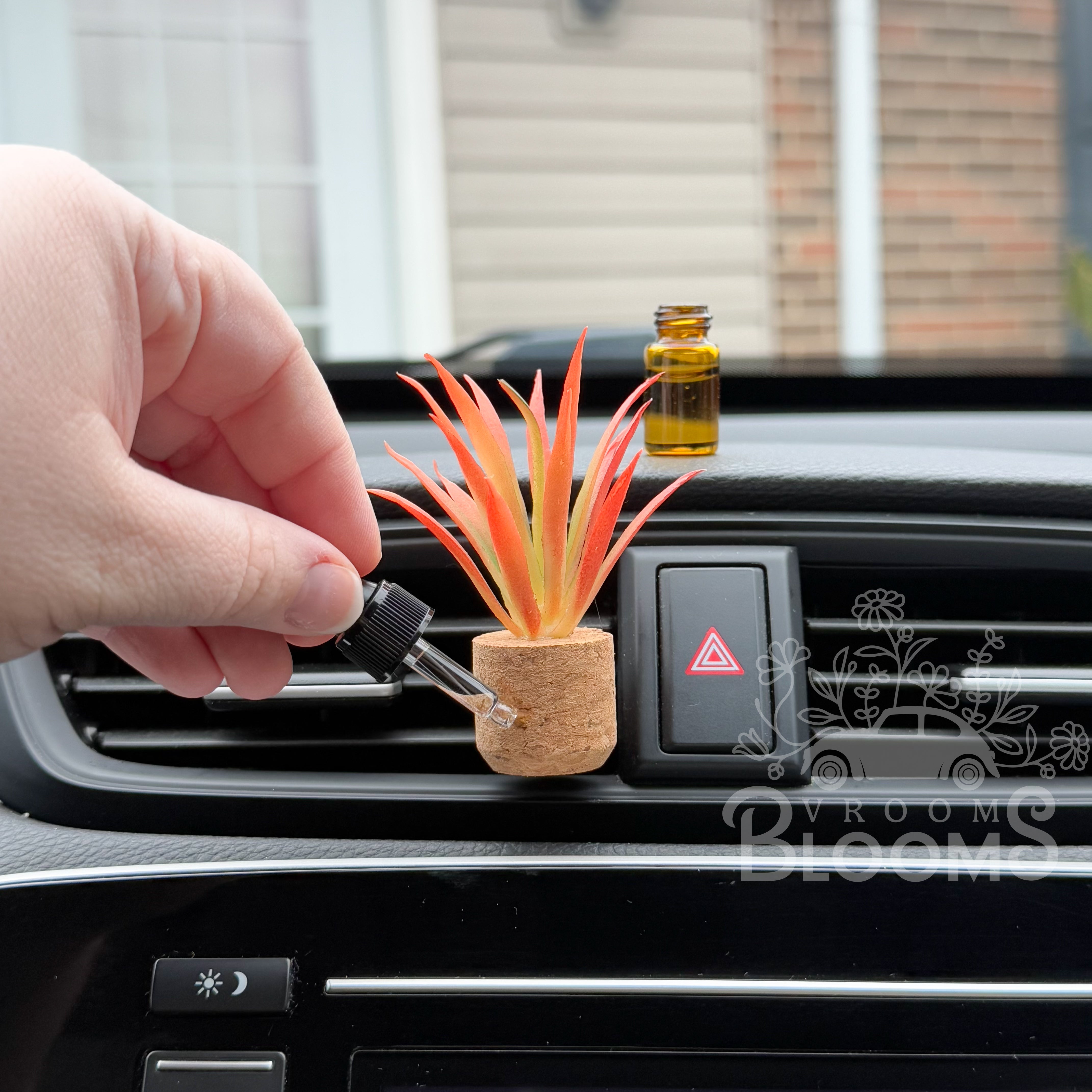 Orange Spiked Succulent Plant Vent Clip Car Air Freshener Diffuser | Reusable & Handmade in the USA