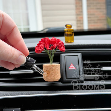 Red Poppies Vent Clip Car Air Freshener Diffuser | Reusable & Handmade in the USA