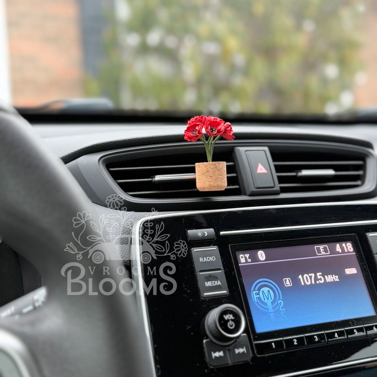 Red Poppies Vent Clip Car Air Freshener Diffuser | Reusable & Handmade in the USA