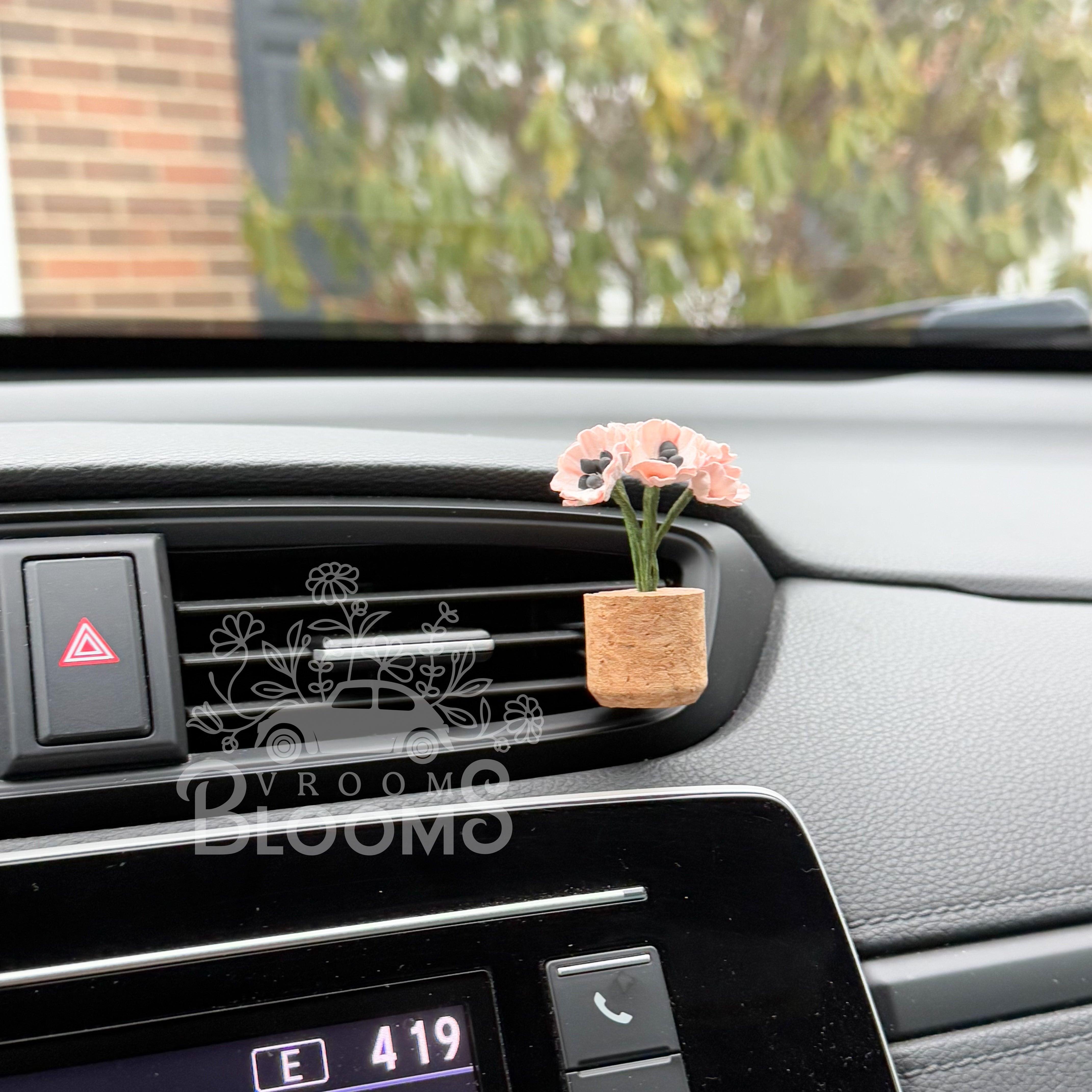 Light Pink Poppies Vent Clip Car Air Freshener Diffuser | Reusable & Handmade in the USA