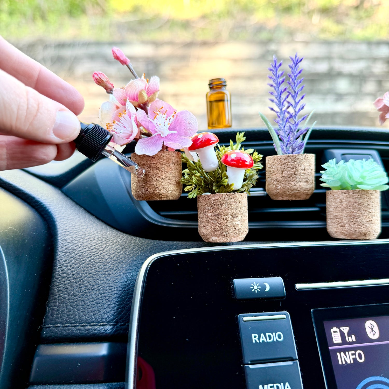 plant car air freshener Light Pink Cherry Blossom Plant Vent Clip Car Air Freshener Diffuser
