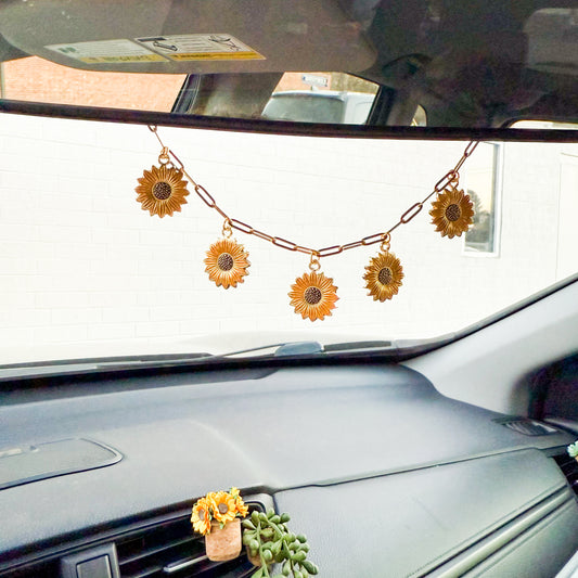 Chain Car Charm  - Sunflowers