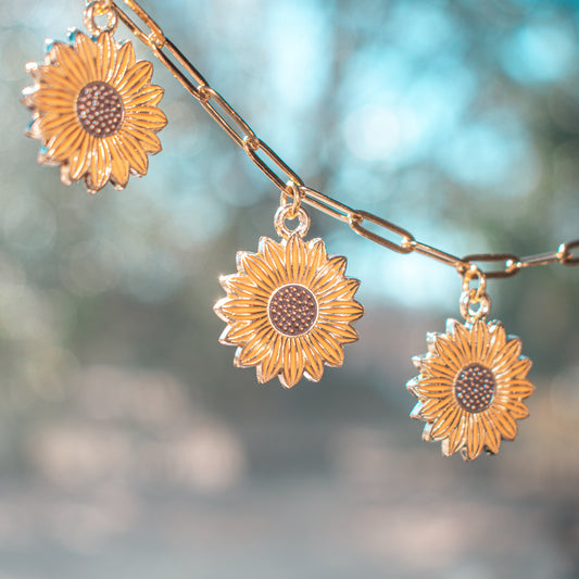 Chain Car Charm  - Sunflowers