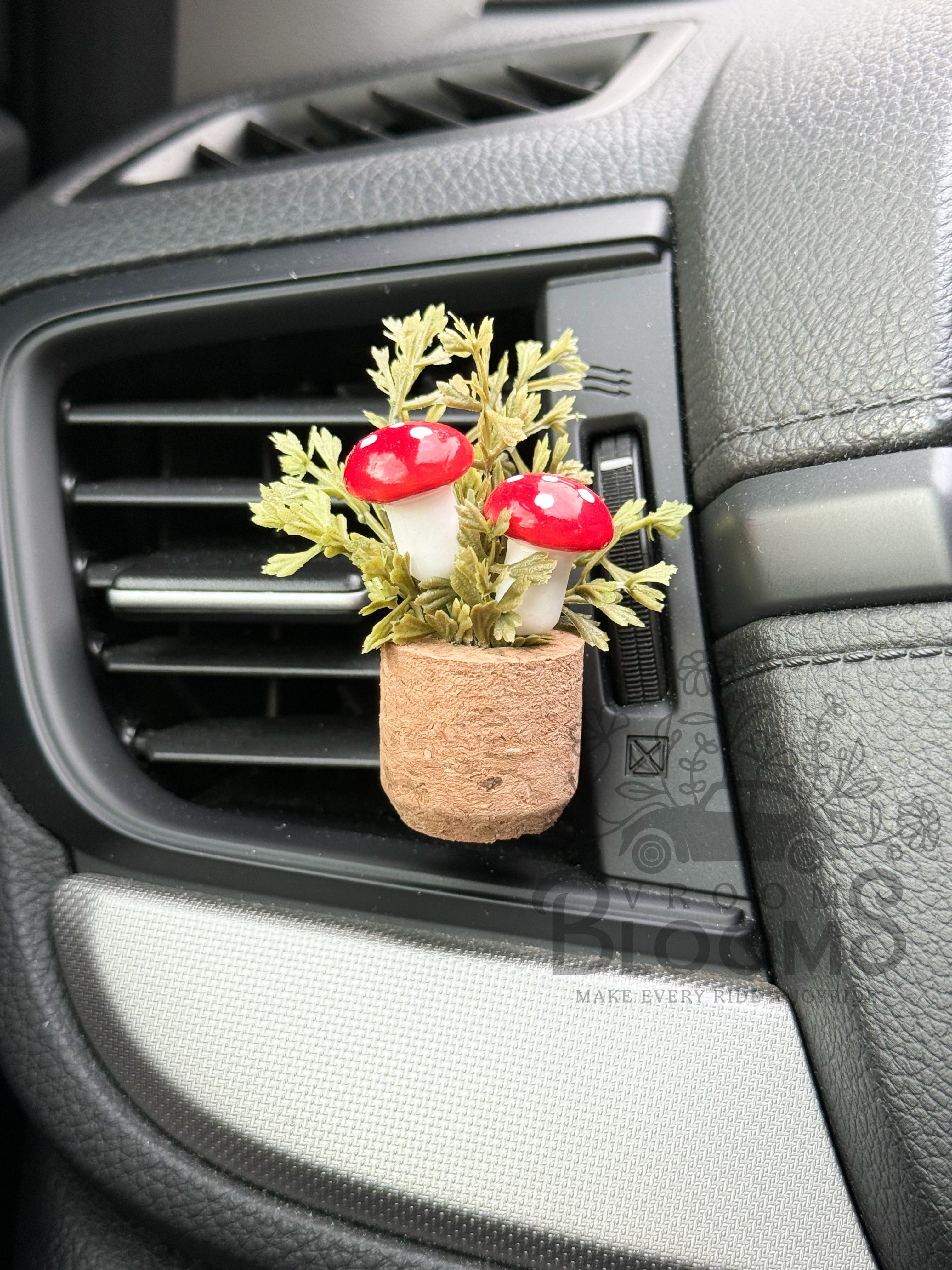 Mossy Mushrooms Vent Clip Car Air Freshener Diffuser | Reusable & Handmade in the USA