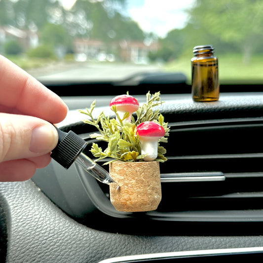 Mossy Mushrooms Vent Clip Car Air Freshener Diffuser | Reusable & Handmade in the USA