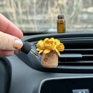 Ochre Fall Flowers Vent Clip Car Air Freshener Diffuser | Reusable & Handmade in the USA