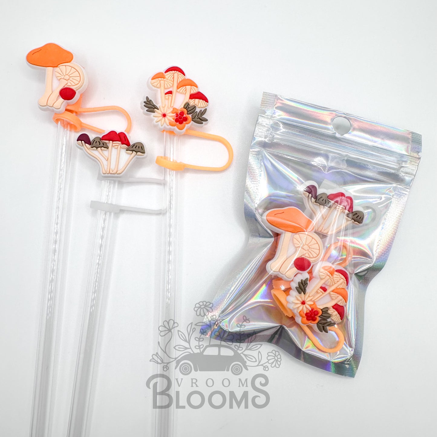 Straw Topper 3 pack - Mushrooms with Florals