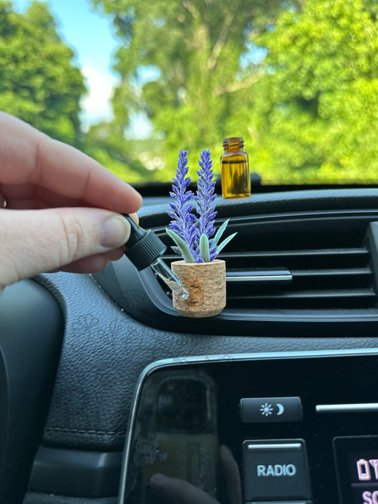 Lavender Plant Clip Car Air Freshener Diffuser with 3mL bottle of fragrance oil