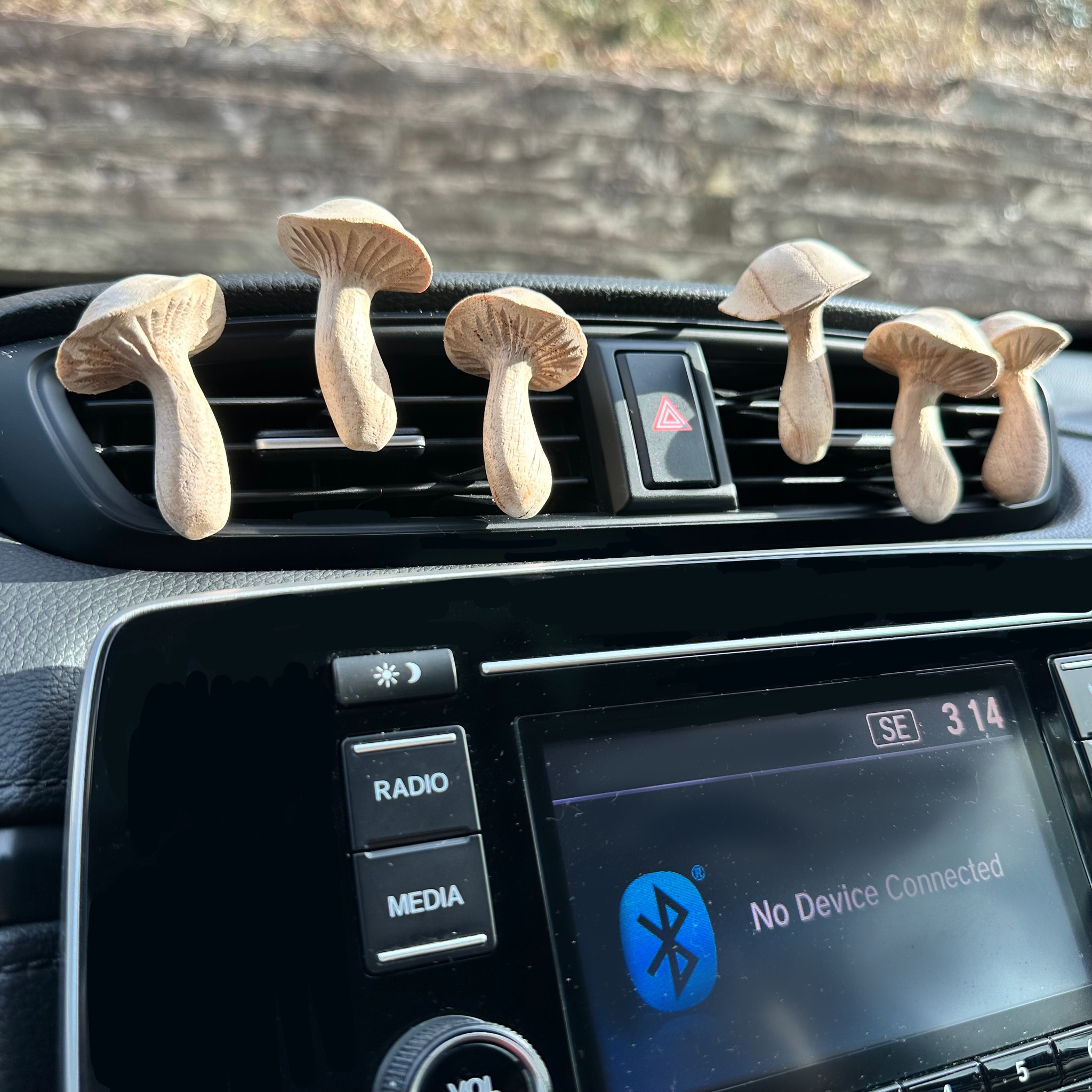 Wood Carved Mushroom Vent Clip Car Air Freshener Diffuser | Reusable & Handmade in the USA