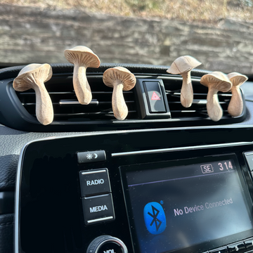 Wood Carved Mushroom Vent Clip Car Air Freshener Diffuser | Reusable & Handmade in the USA