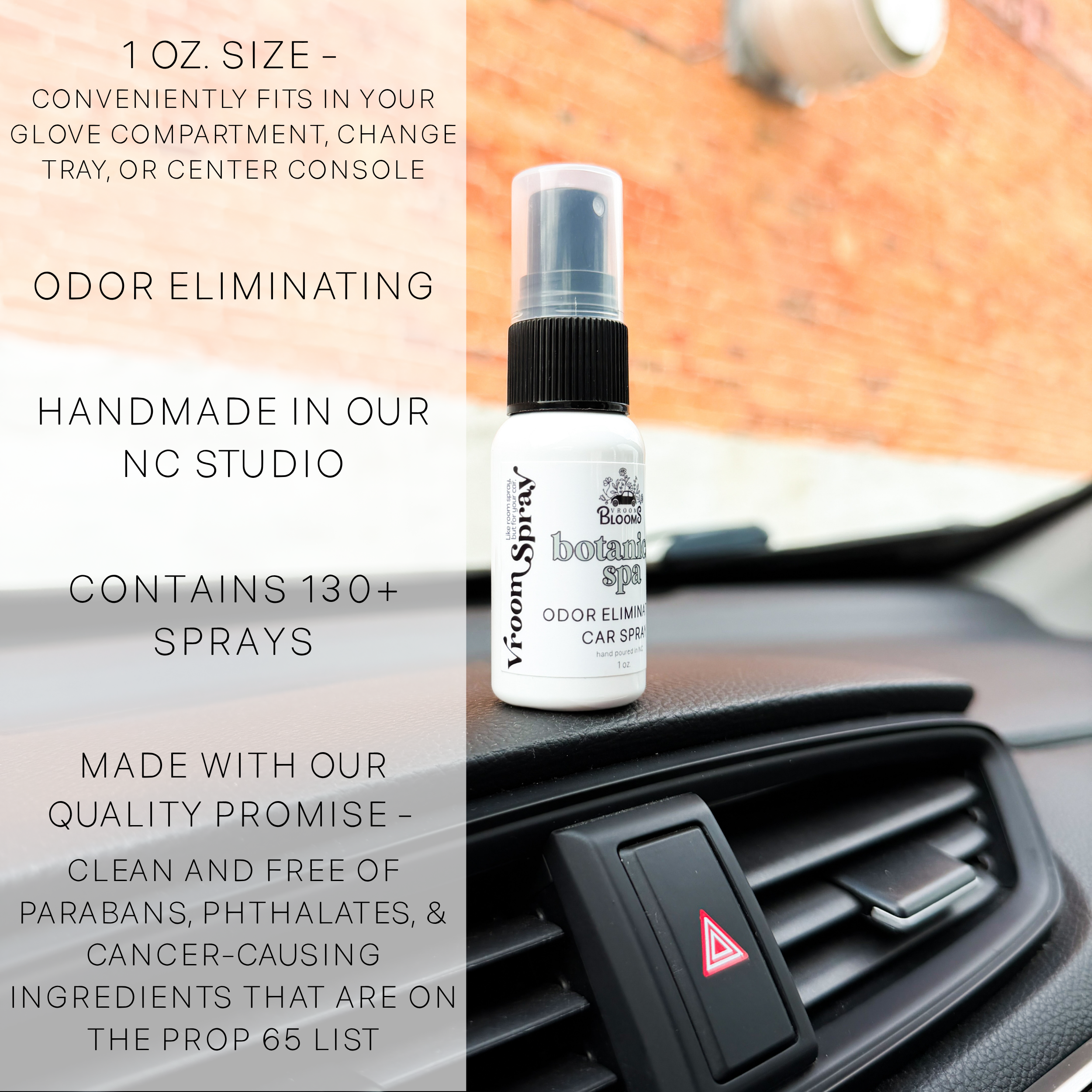Vroom Spray Odor Eliminating Car Air Freshener & Interior Spray - Handmade in the USA