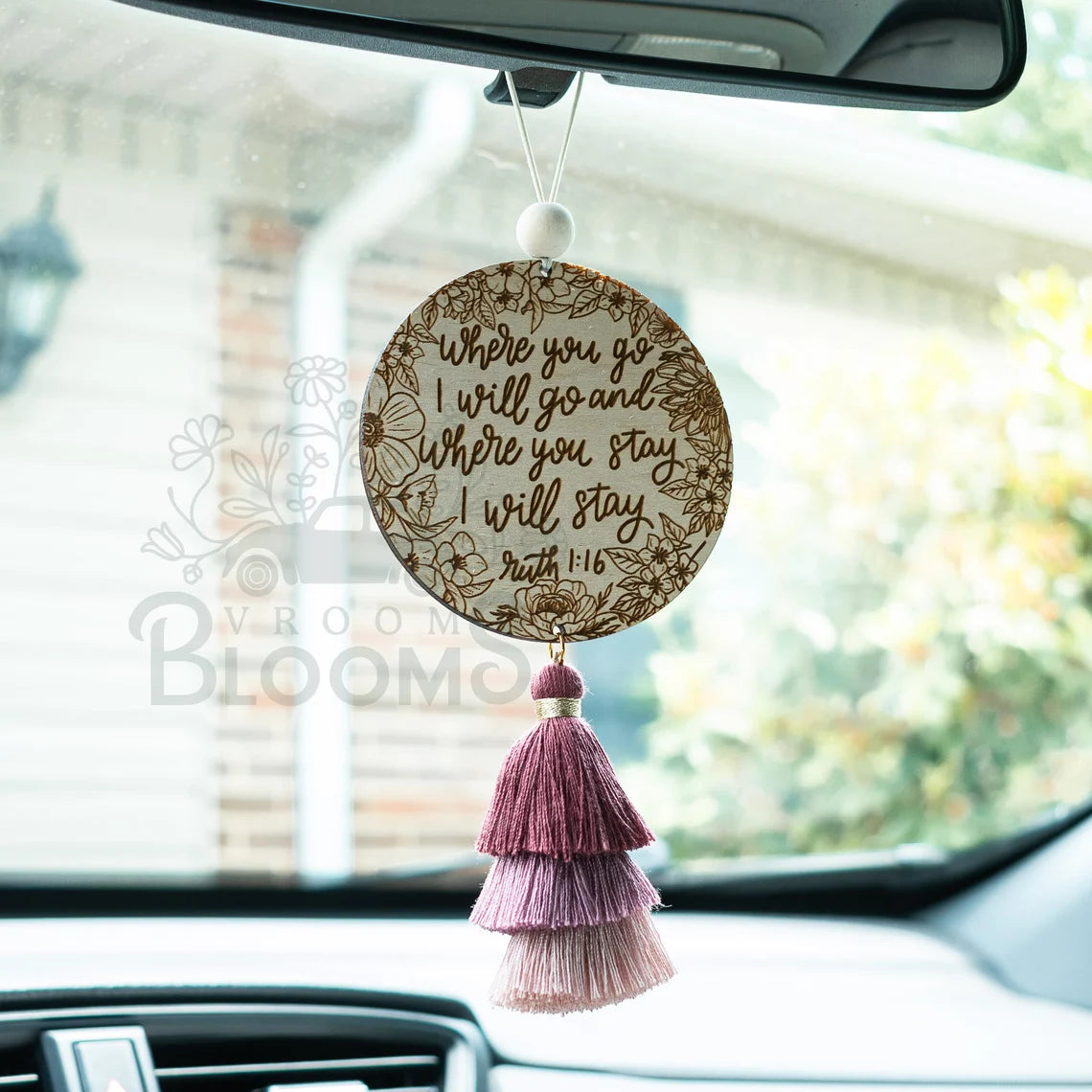 Biblical Wooden Car Charm - Ruth 1:16