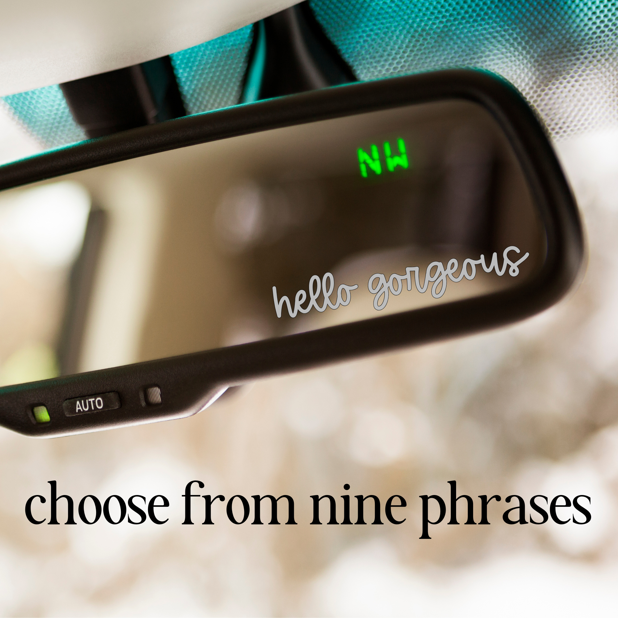Rear-View Mirror White Vinyl Quote Decal - Easy application & Different Phrases